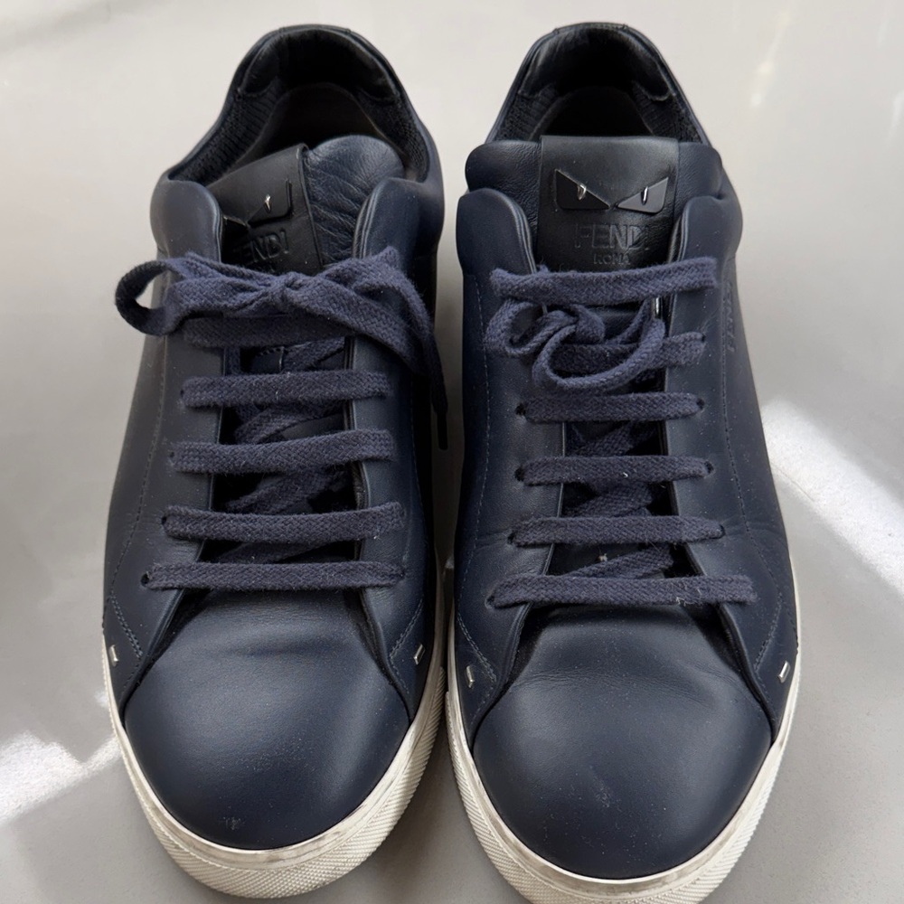 Fendi Men's Dark Blue Leather Sneakers